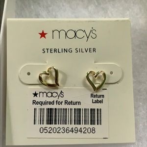 Sterling Silver open heart stud earrings